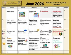 June calendar with events dates