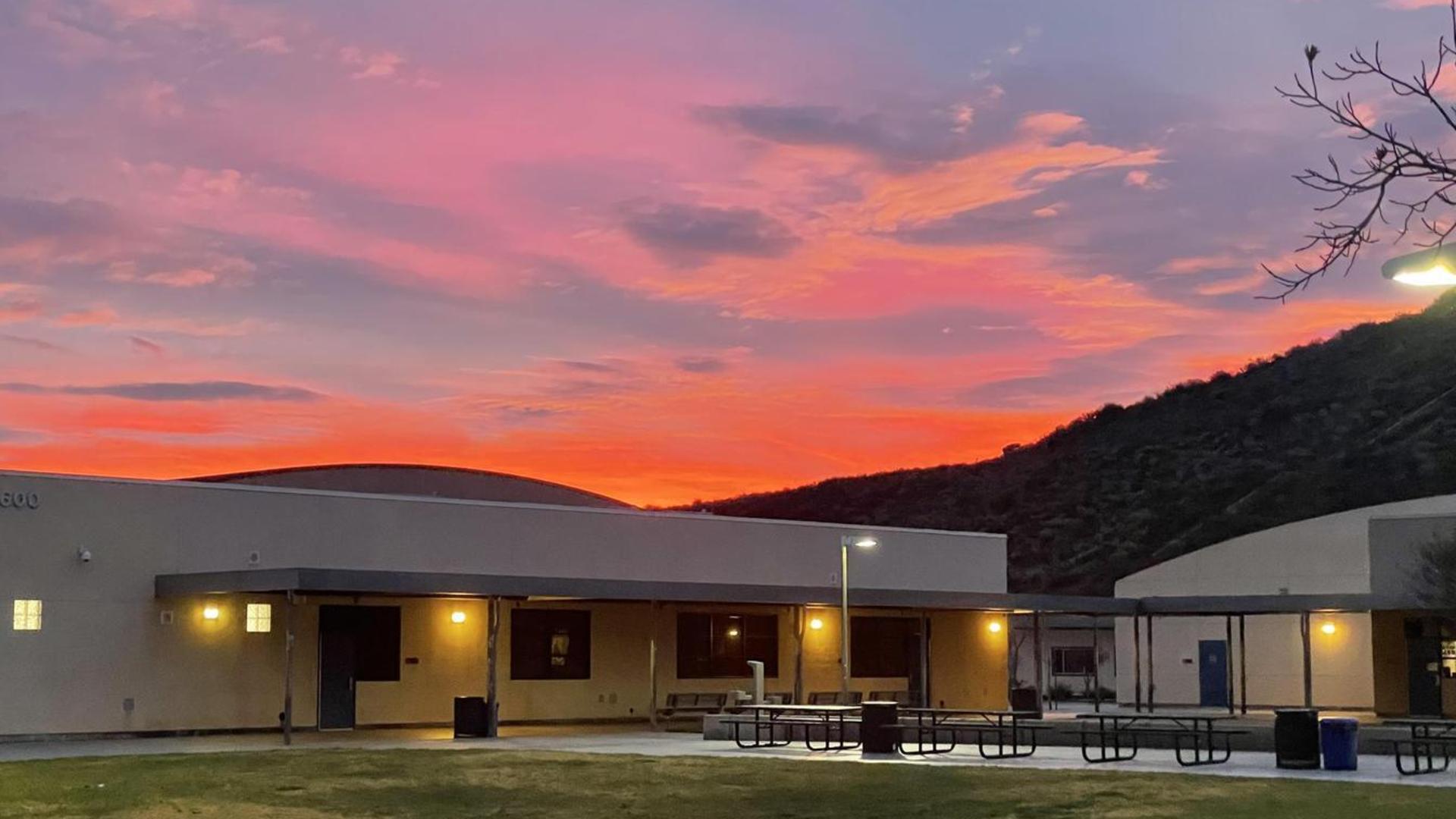Sunrise coming over the 600 building