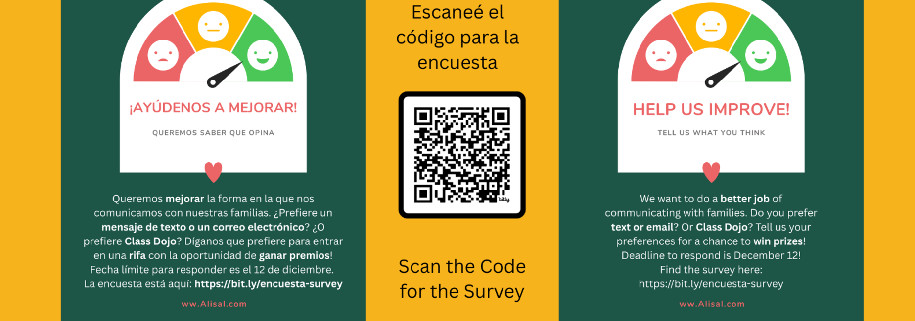 Graphic advertising the Survey with a QR code