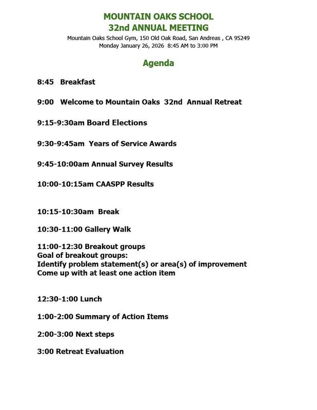 Annual Retreat Agenda