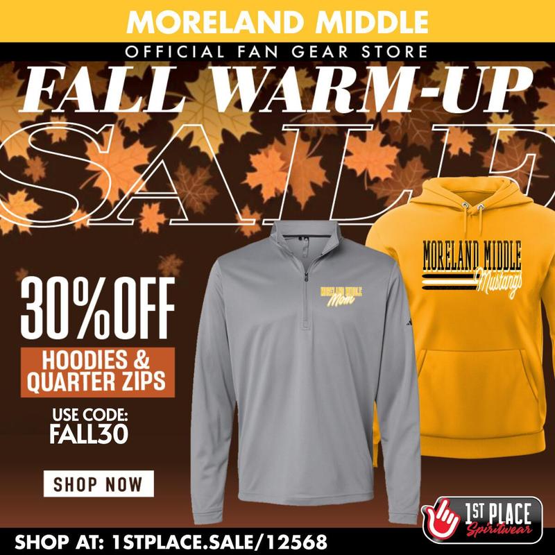Big news, Moreland Middle School! All hoodies and quarter zips are 30% off Thumbnail Image