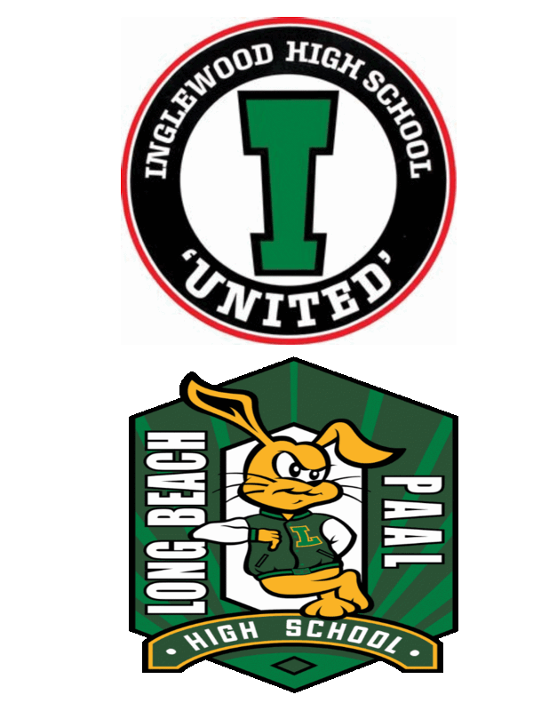 Inglewood High School and Long Beach Poly school logos