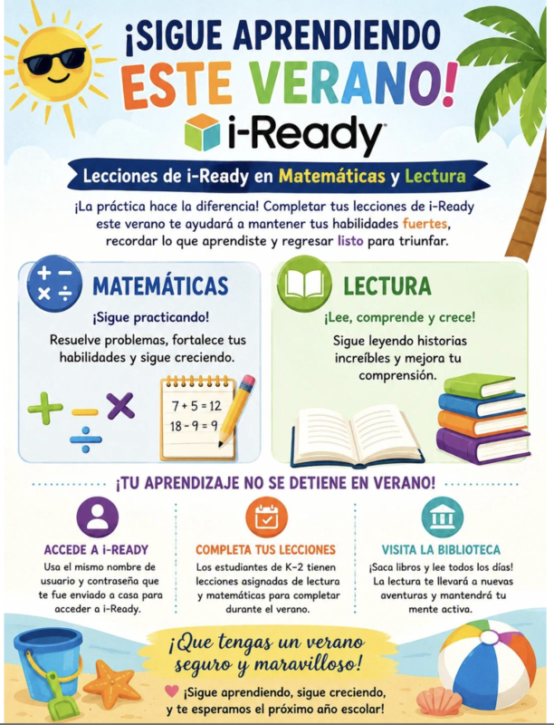 Summer HW Iready flyer in spanish