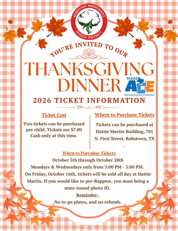 Robstown ISD Thanksgiving Dinner Ticket Sales Begin October 5 Featured Photo