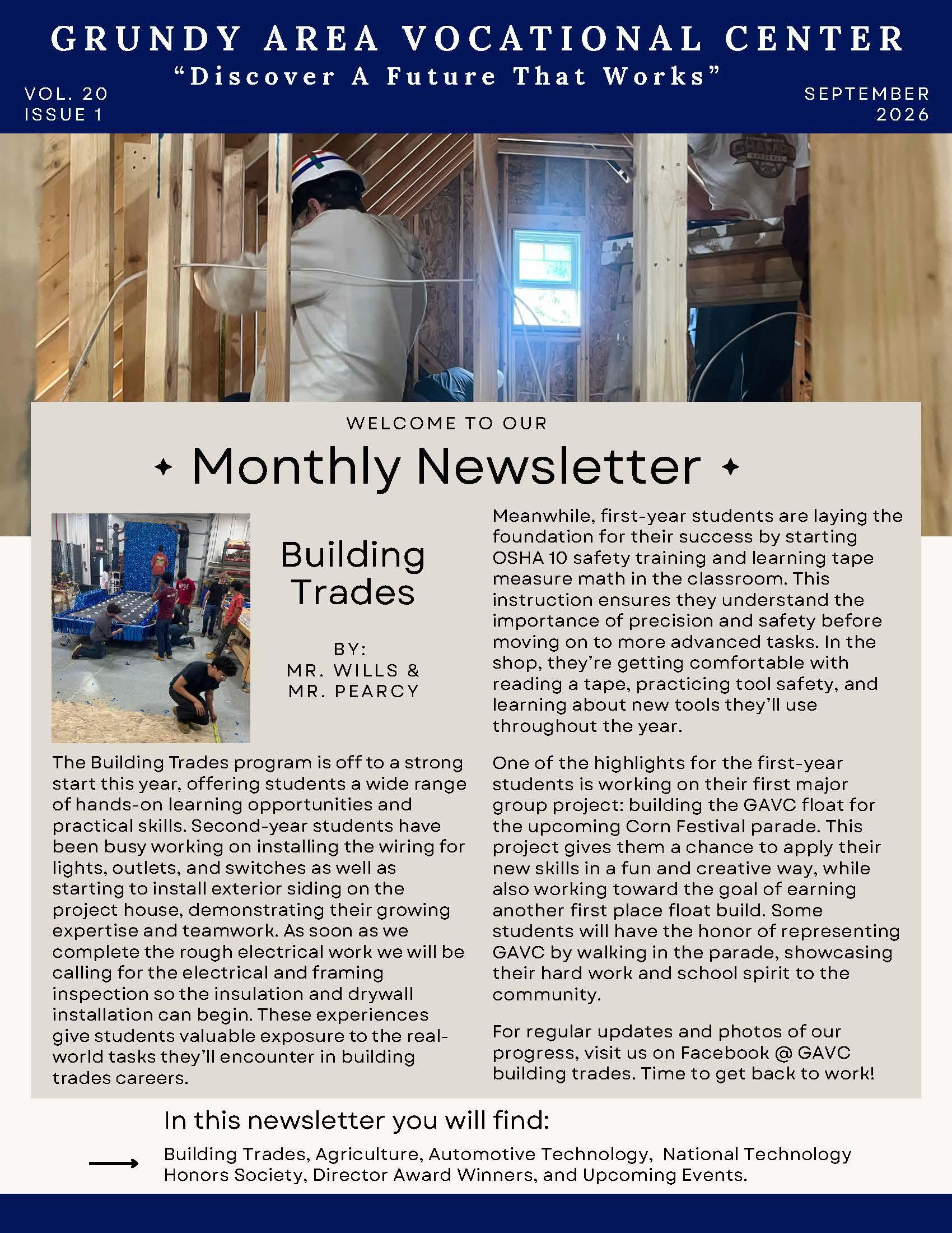 Gavc News letter first page