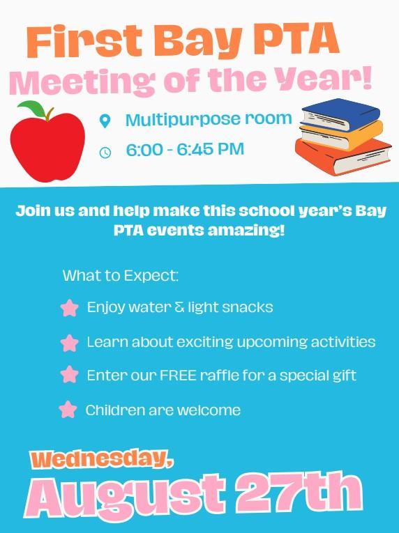 Bay PTA Meeting Wed. August 27th Featured Photo