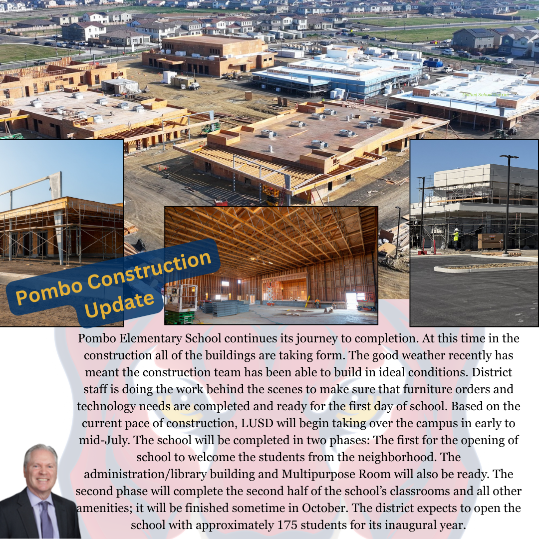 Message with pictures on the construction of Pombo School