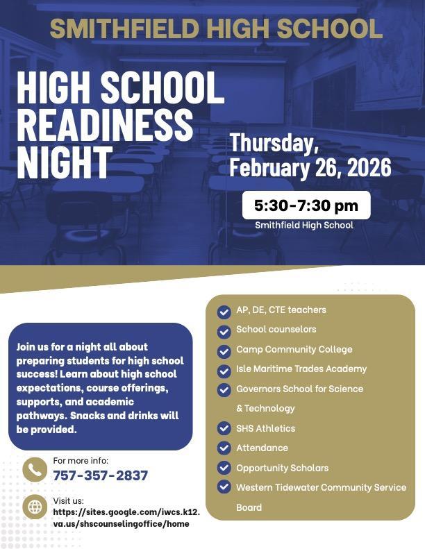 High School Readiness Night Feb. 26
