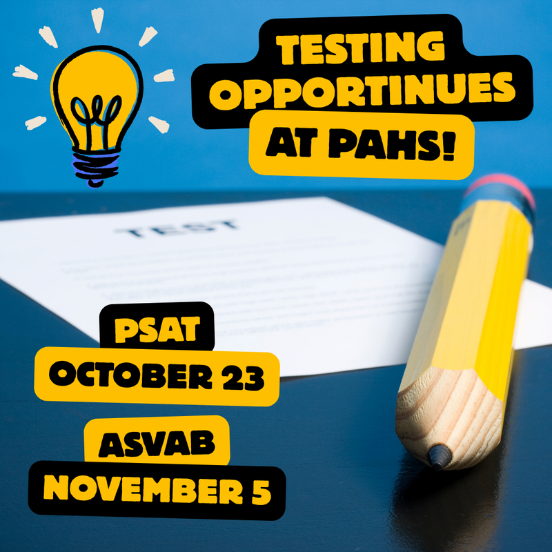 PSAT and ASVAB advertisement with graphic of a pencil and paper