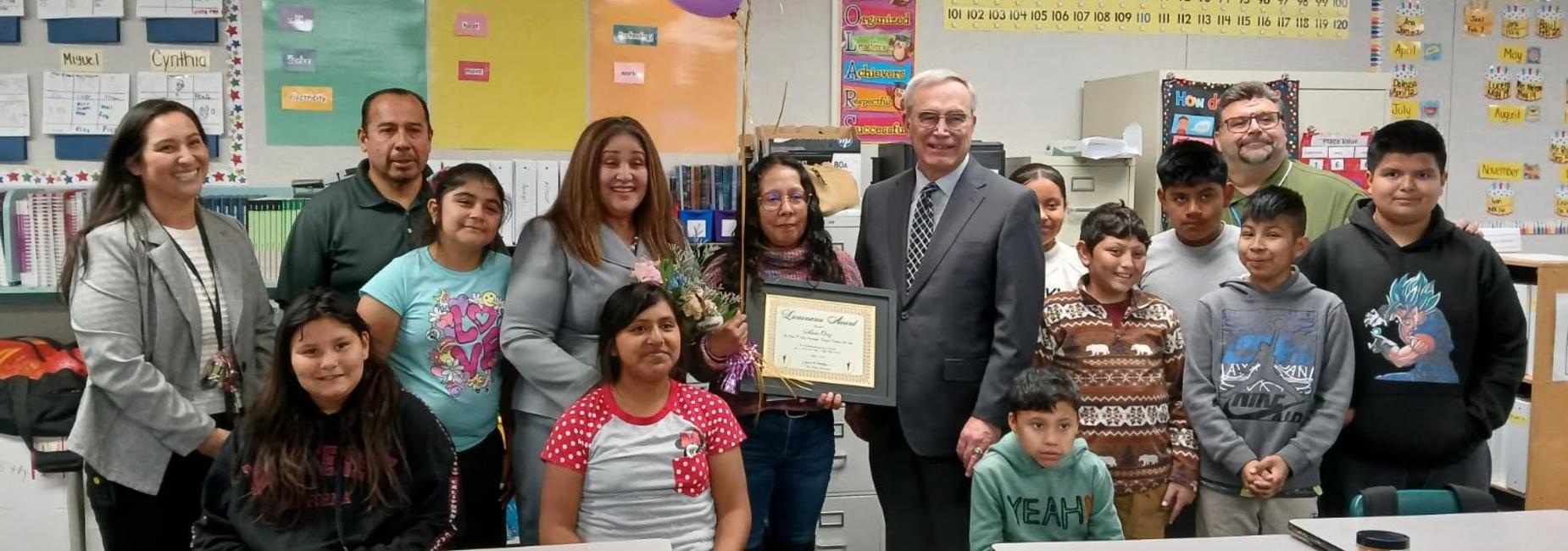Congratulations to Ms. Ortiz, Classified Employee of the Year.