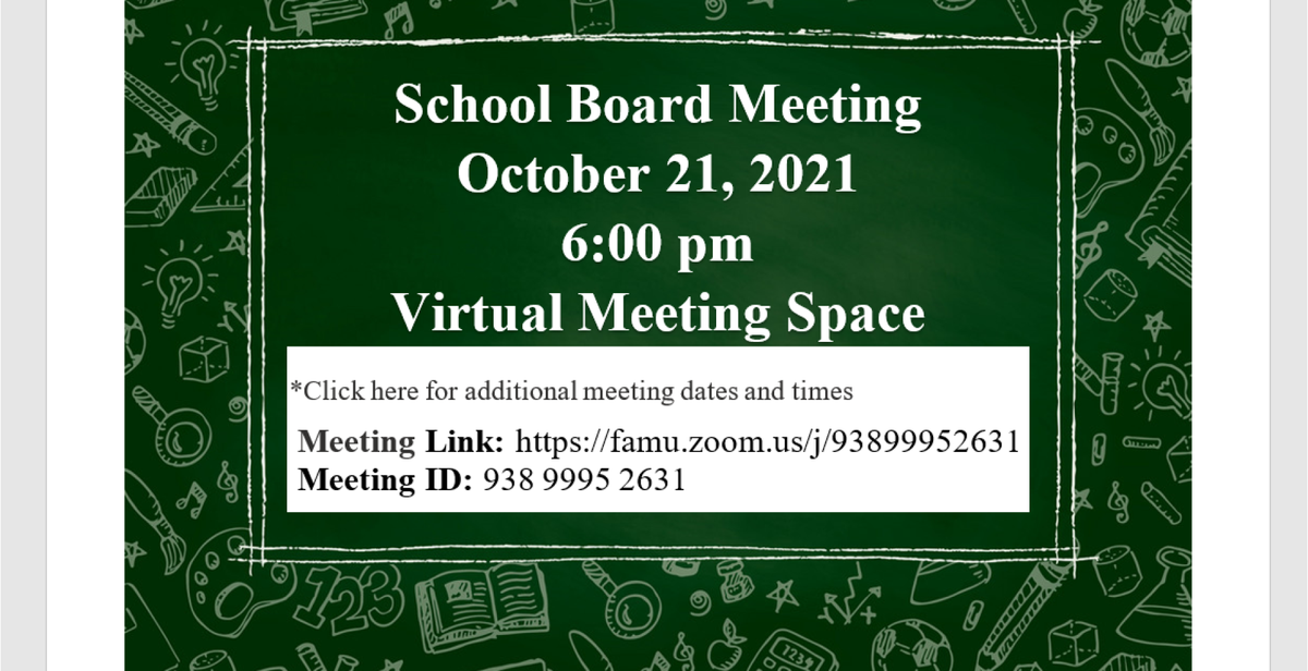 October 21, 2021 School Board Meeting Notice