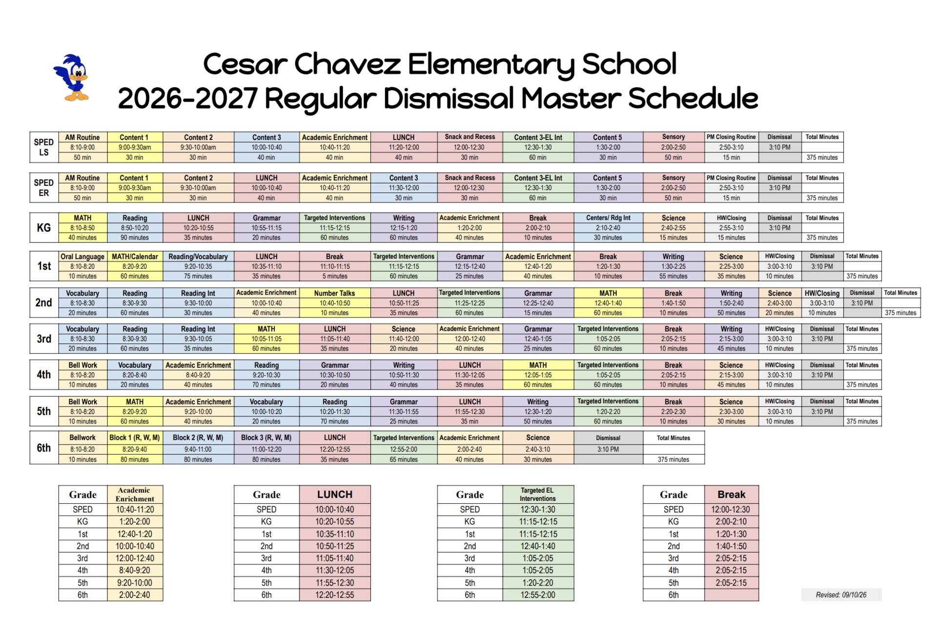 CCS Regular Master Schedule