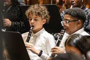 the 6th grade band performs