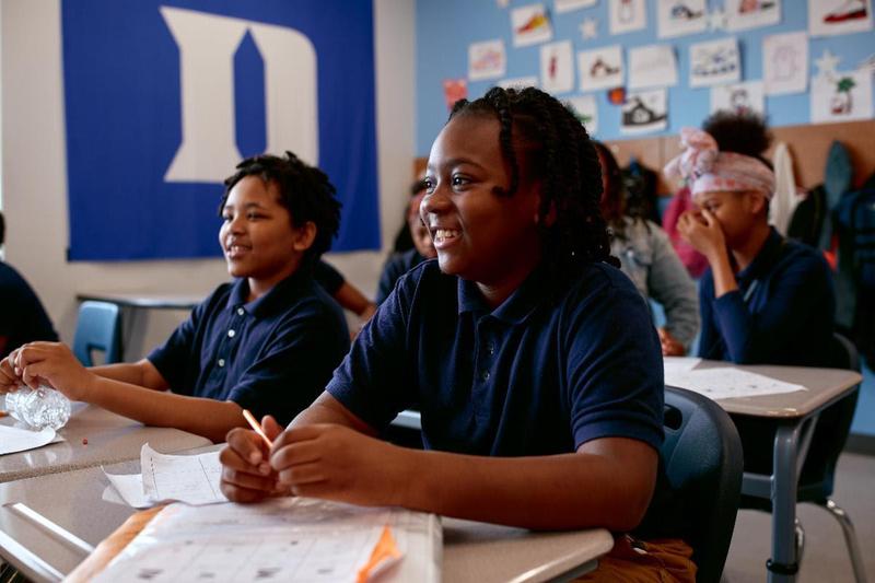 student at desk