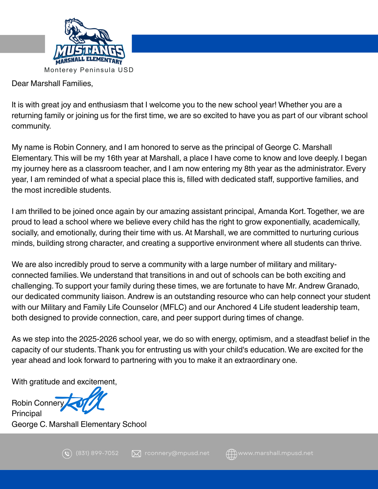 Image of Principal's Letter