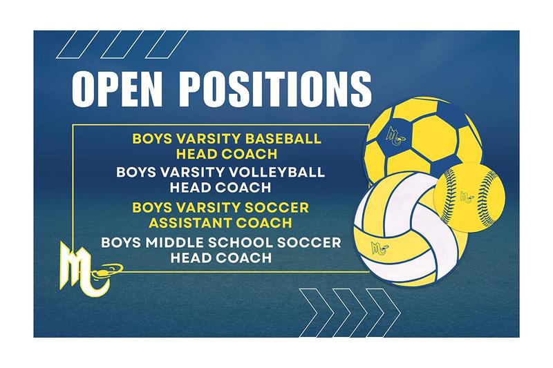 Announcement of open coaching positions for baseball, soccer and volleyball