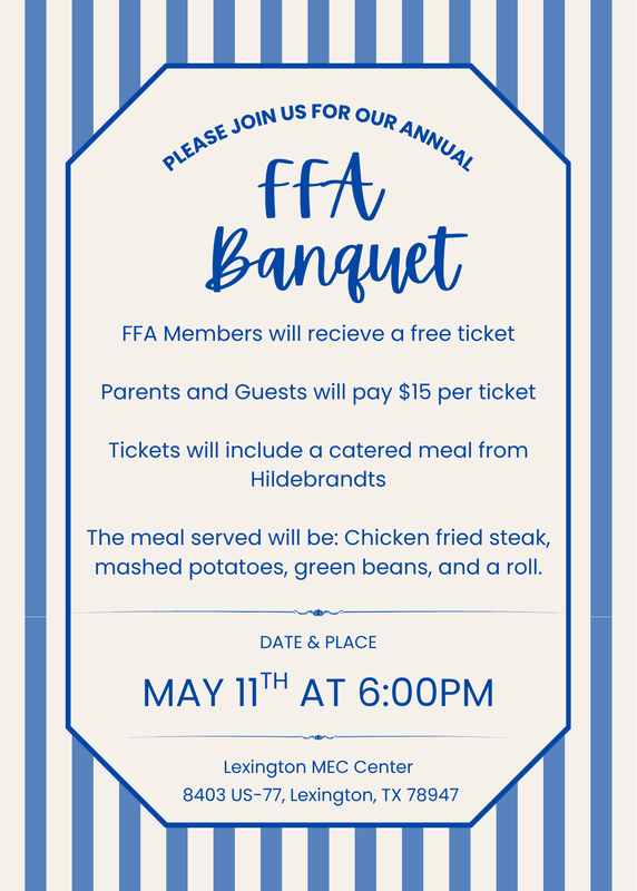 FFA Banquet Ticket Sales Flyer $15 May 11 @ 6:00pm