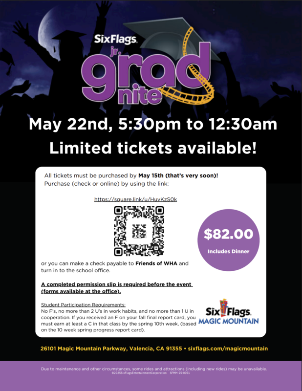 Friends of WHA present 8th Grade Grad Nite - Fri, May 22 Featured Photo