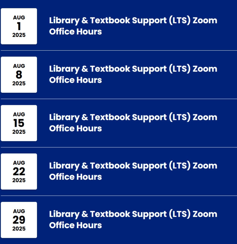 a schedule of zoom meetings