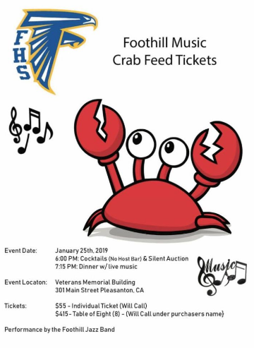 Foothill Music Boosters Crab Feed on Jan 25 Featured Photo