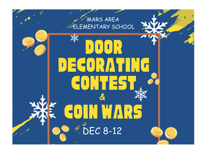 Blue background with snowflakes and coins