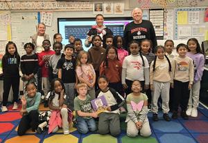 Jarrad Mighty with Mrs. Toomey's Grade 2 classroom