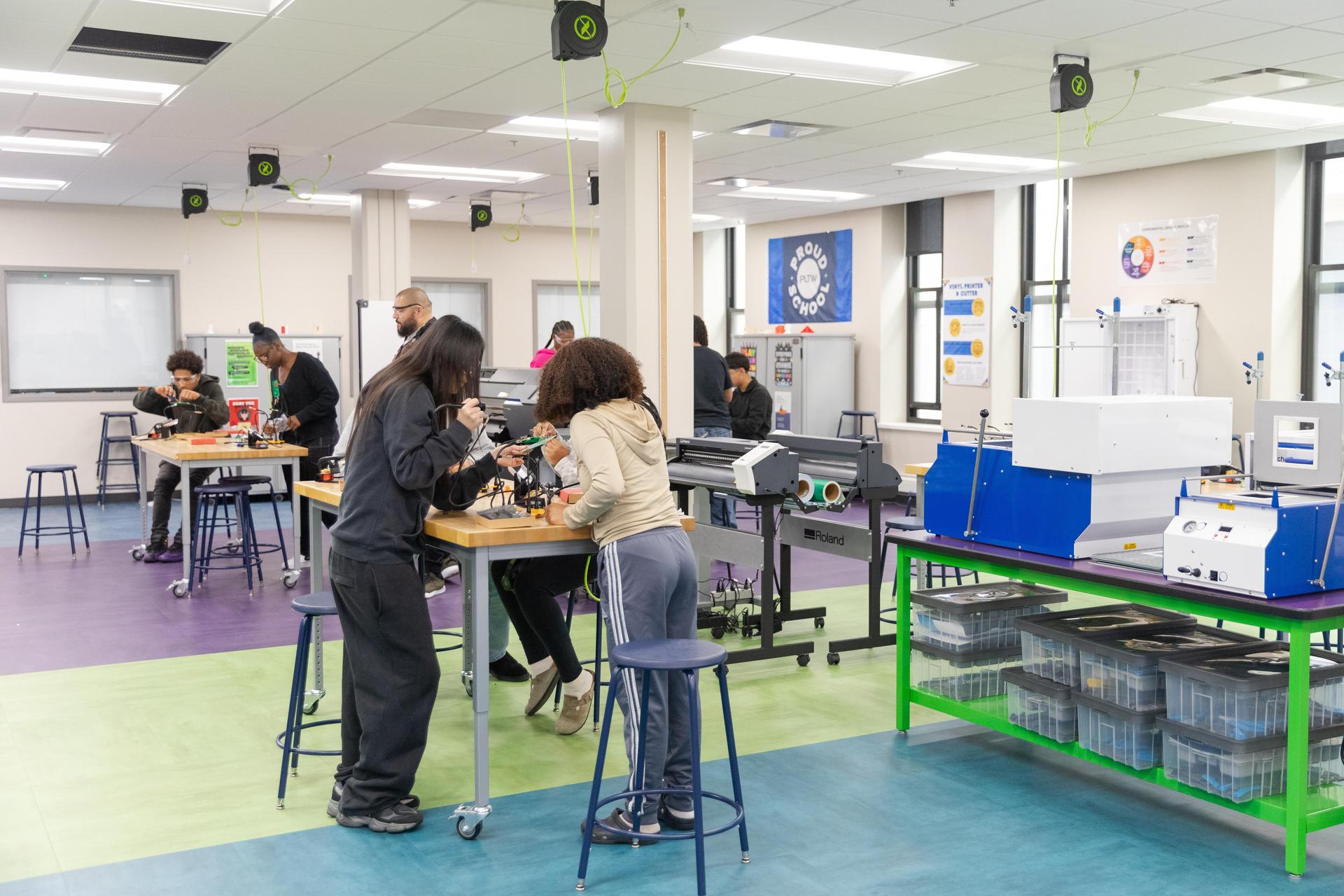 Students working in the new Innovation Lab