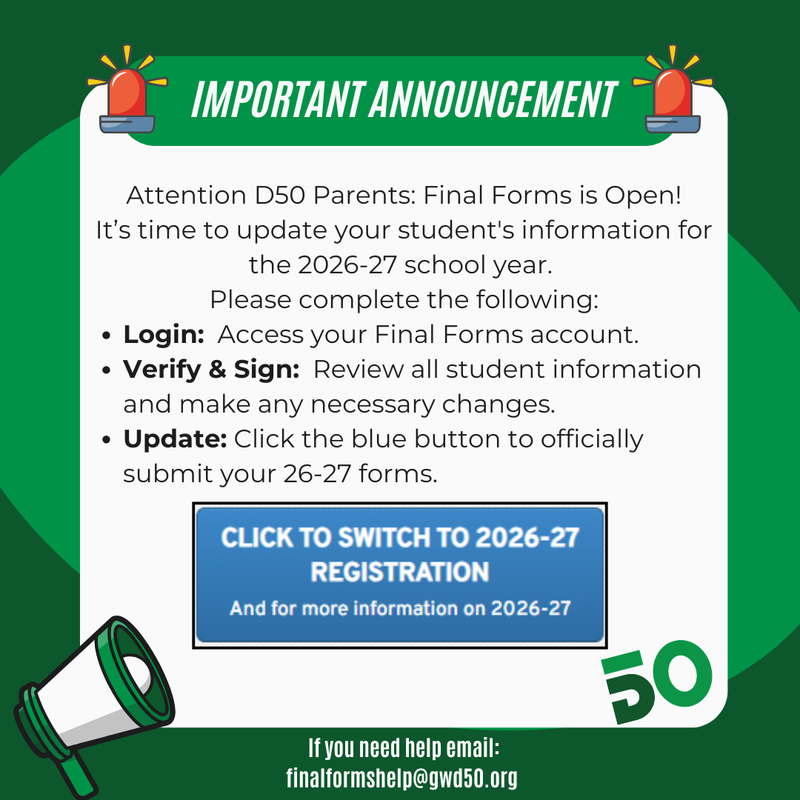 Final forms is now open.  Update your student's information for the 26-27 school year.