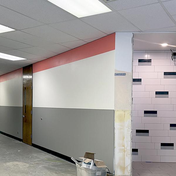 hallway painted for wayfinding