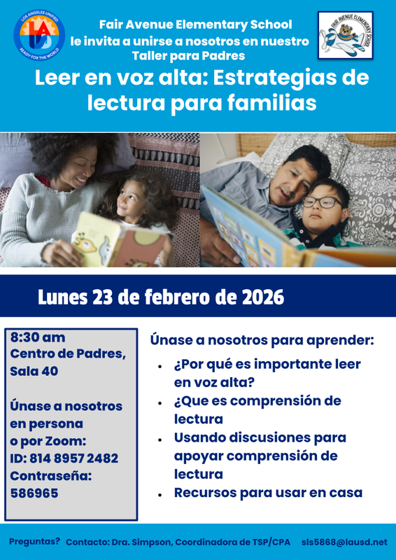 ¡Taller de lectura en voz alta_Flyer_Spanish