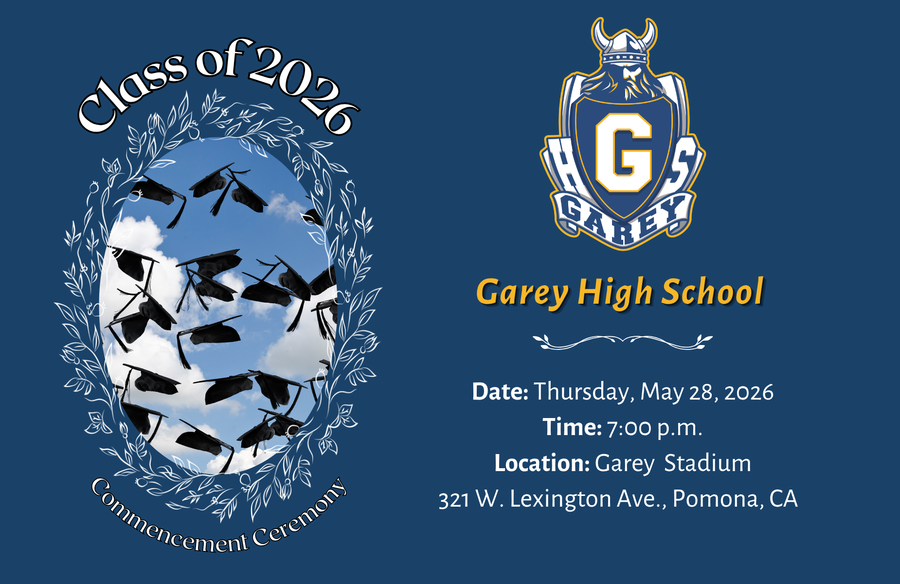 Garey graduation shuffle banner for homepage