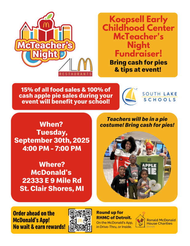 Koepsell Early Childhood Center McTeacher Night Fundraiser