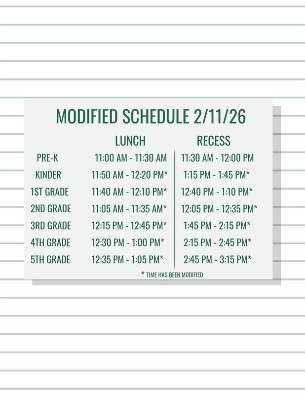 Modified Lunch and Recess Schedule