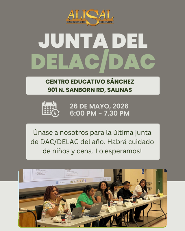 Invite to monthly DELAC on May 26 2026 in Spanish
