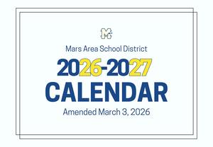 an off-white background withe the words 2026-2027 calendar in blue and gold colors