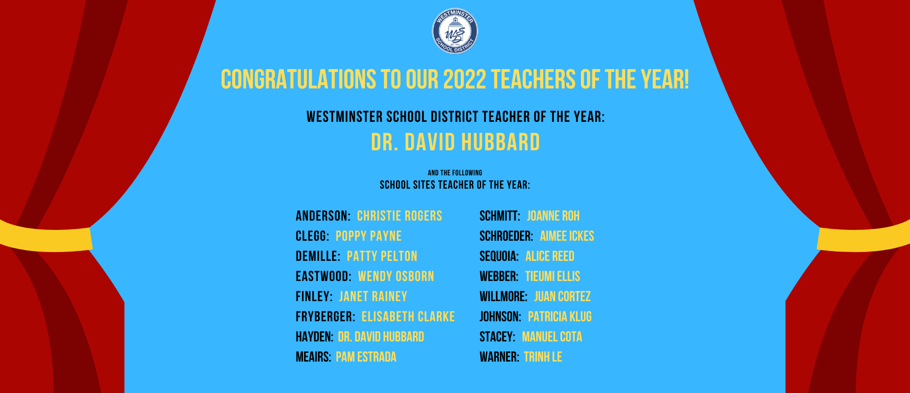 Congratulations to our 2022 Teachers of the Year