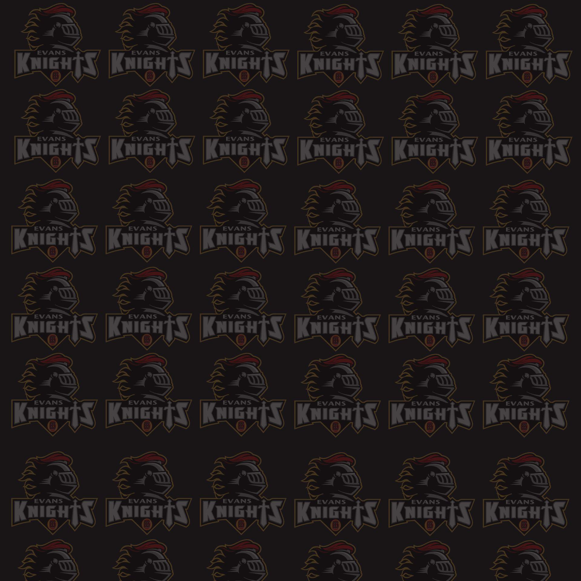 Repeated pattern of the Evanston Knights logo on a dark background.