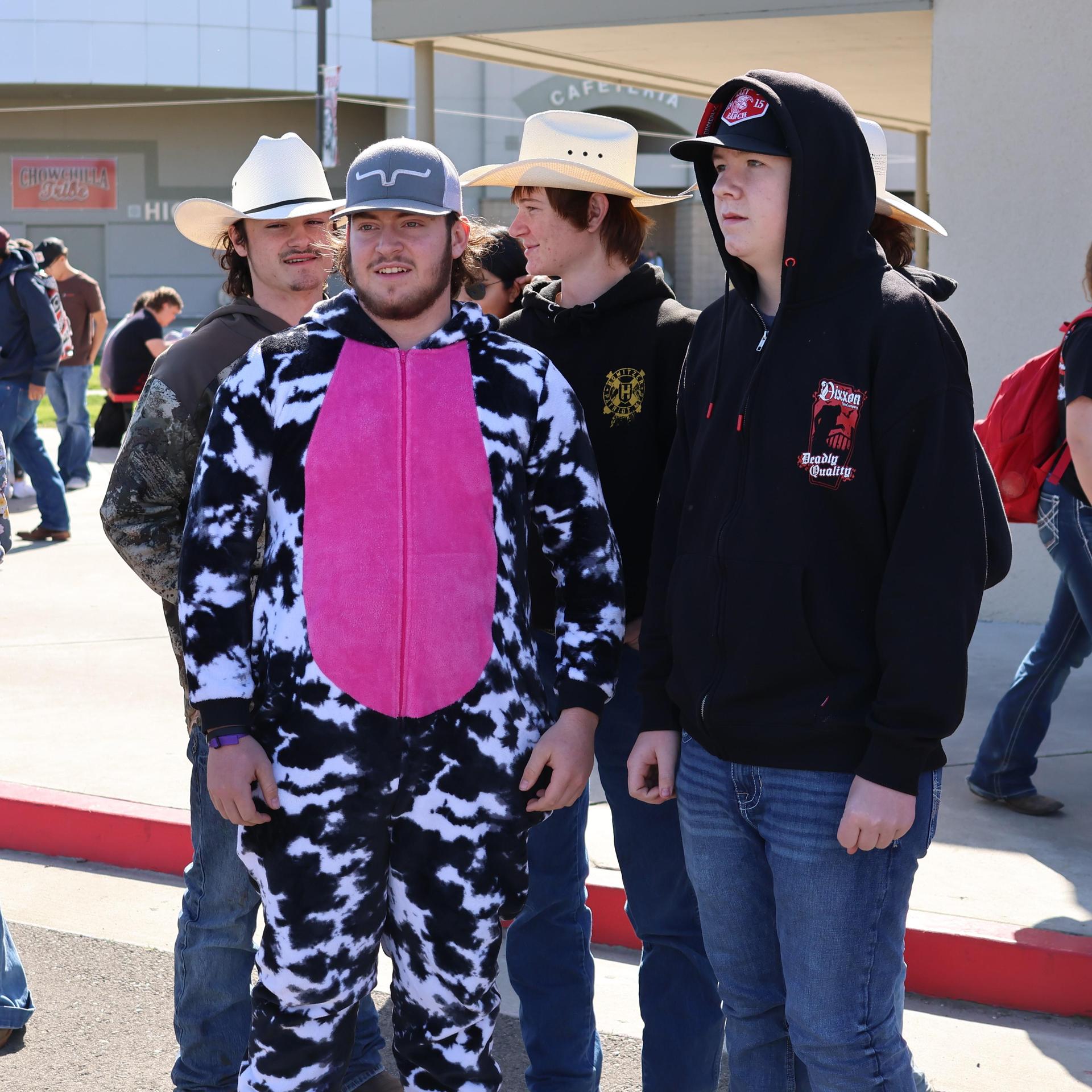 students and staff enjoying the truck pull