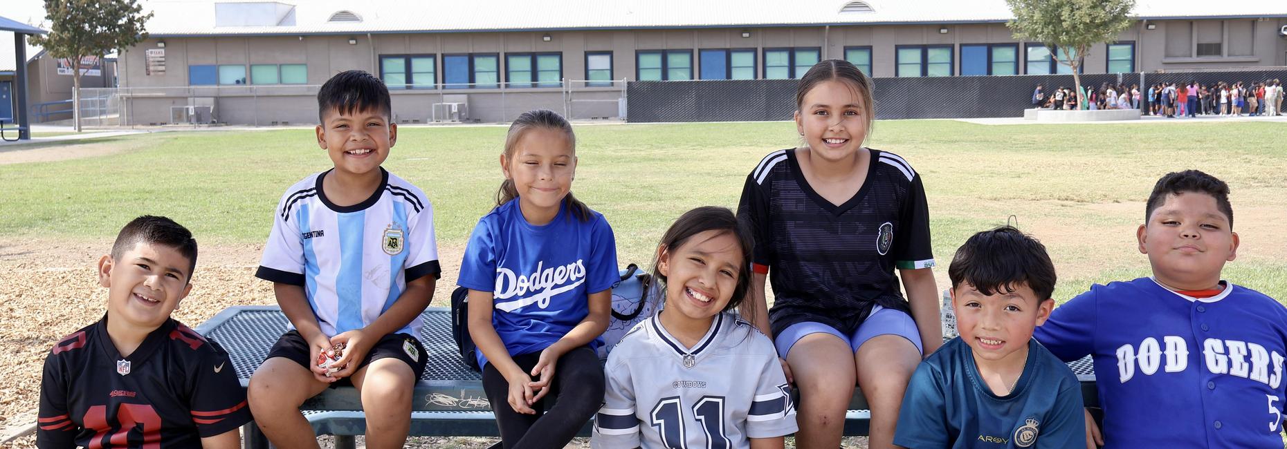 Students showing school spirit on Jersey Day