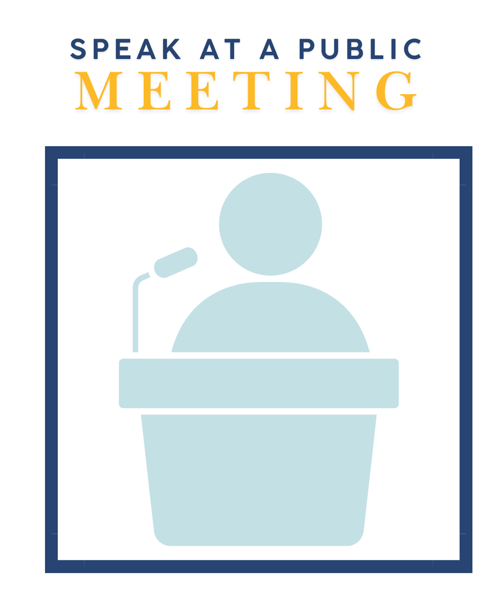 speak at a public meeting