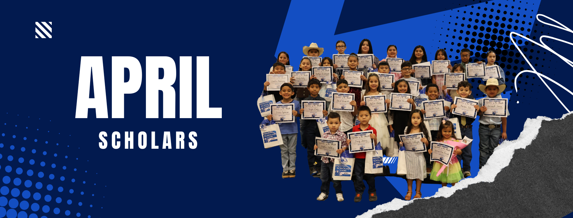 Pictured are the April scholars of the month from PreK to 5th grade.