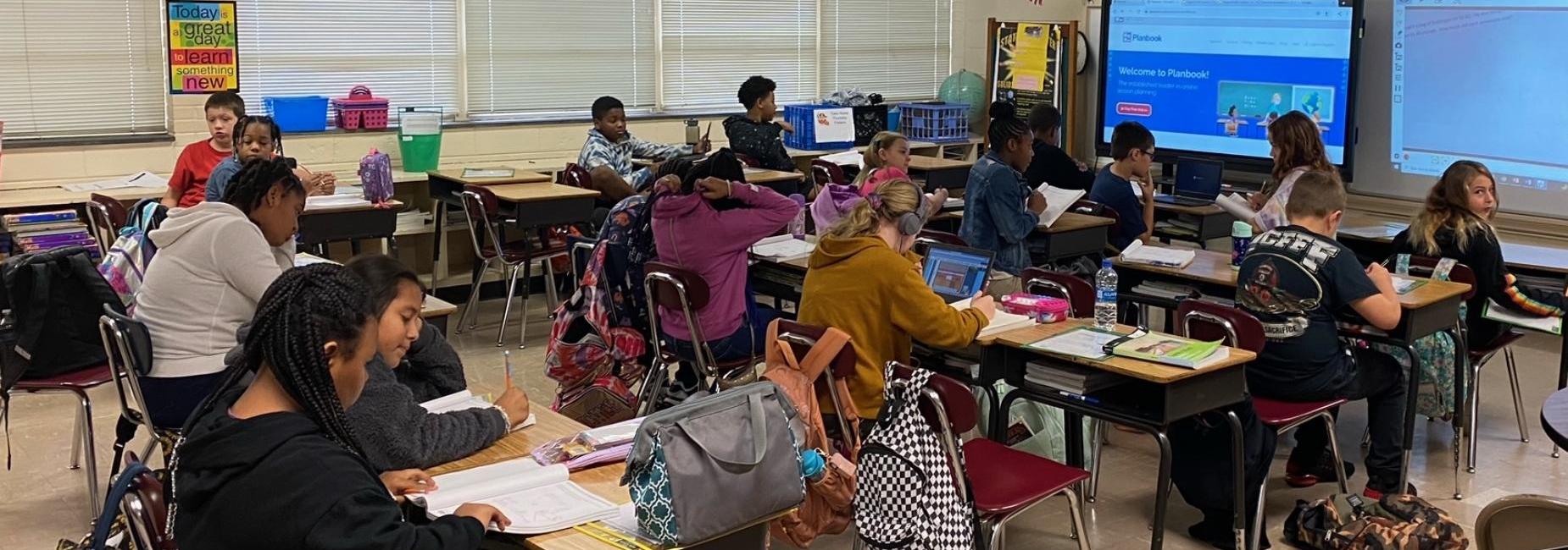 Students working in class.