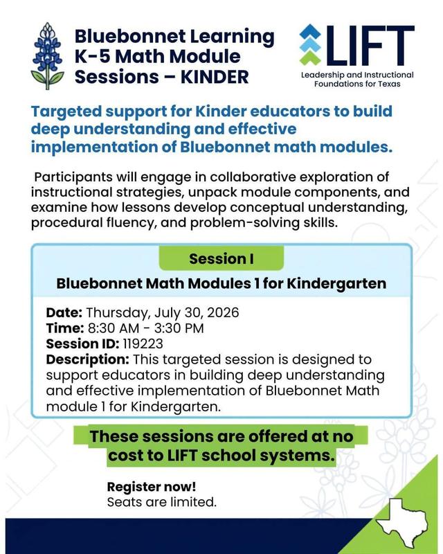 Bluebonnet Learning K-5 Math Module Mastery Sessions - Kinder