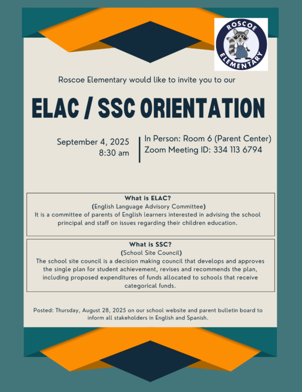 ELAC/SSC Orientation