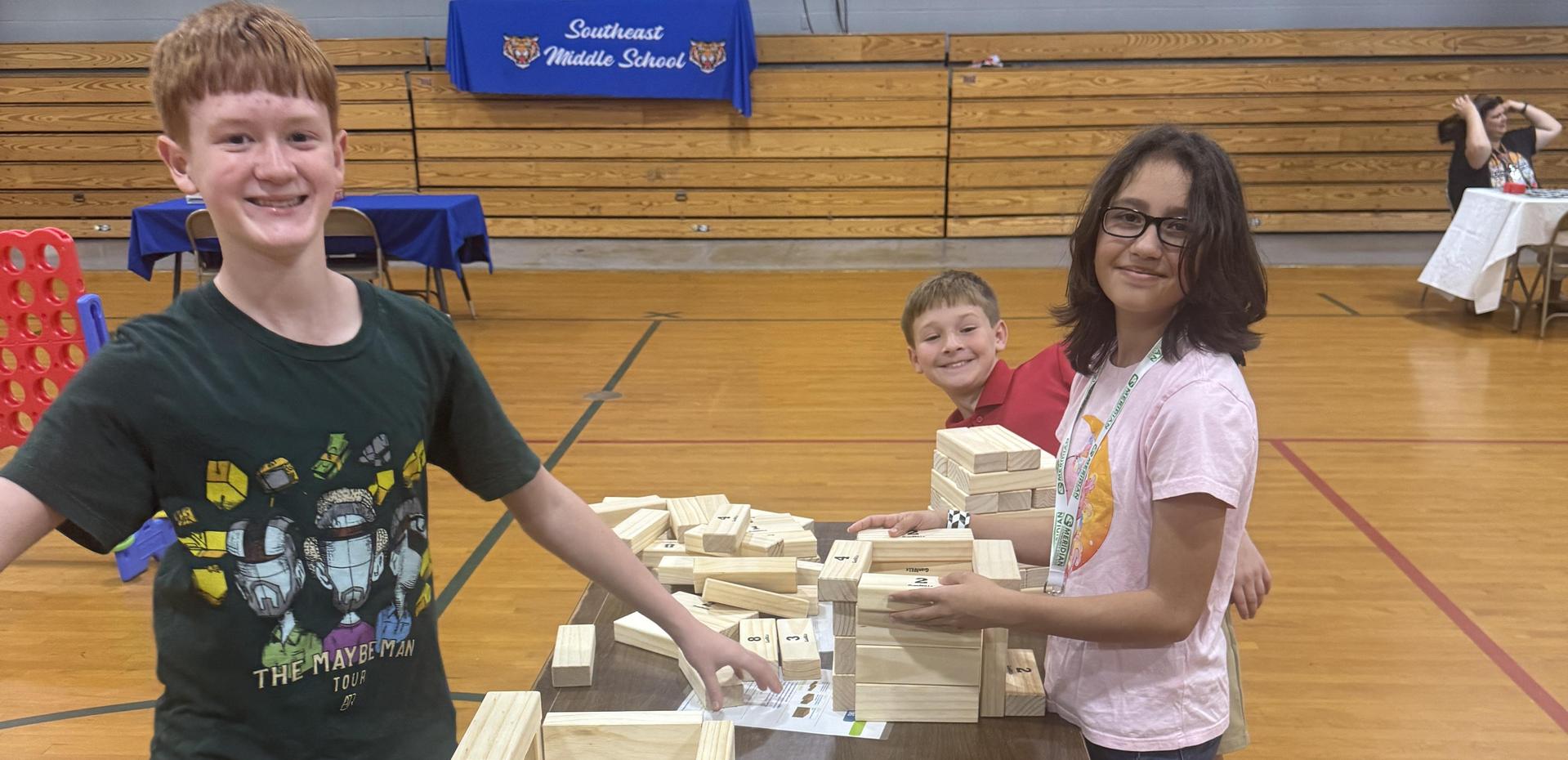 Students working together at Family Night!