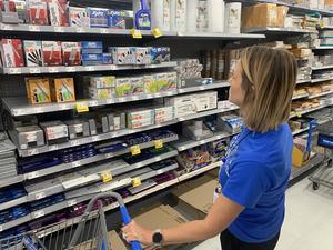 A first-year teacher shops for classroom supplies