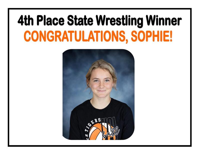 Sophie K finishes 4th at State Girls Wresting