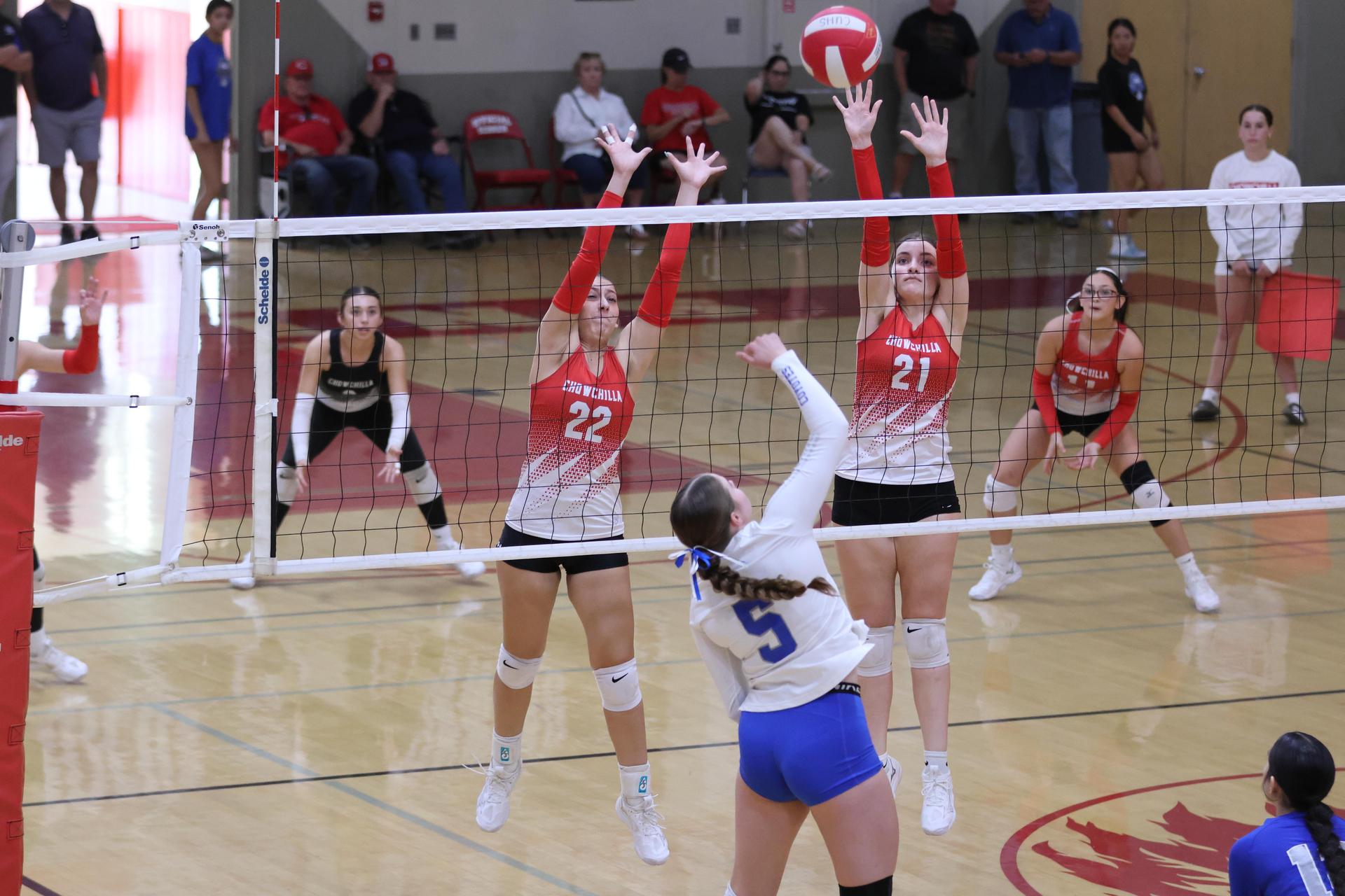 Varsity girls Volleyball playing vs. Madera 9