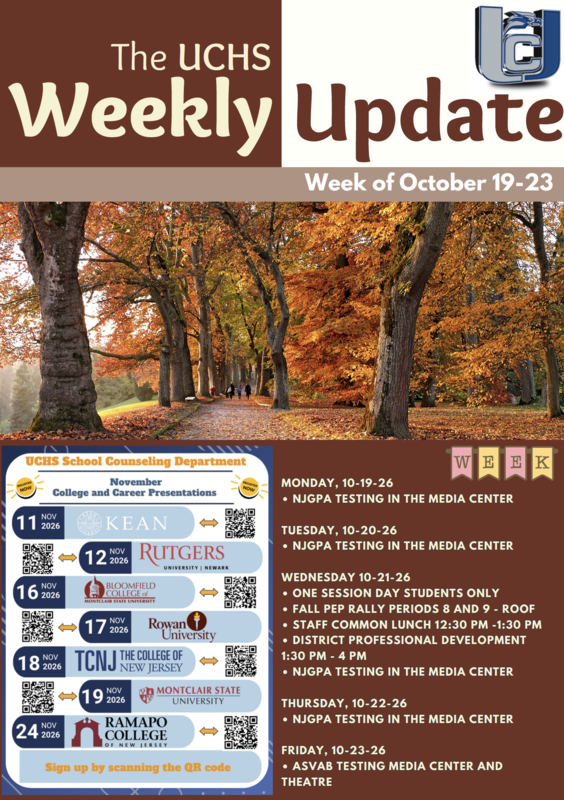 UCHS Weekly Update October 19-23, 2026