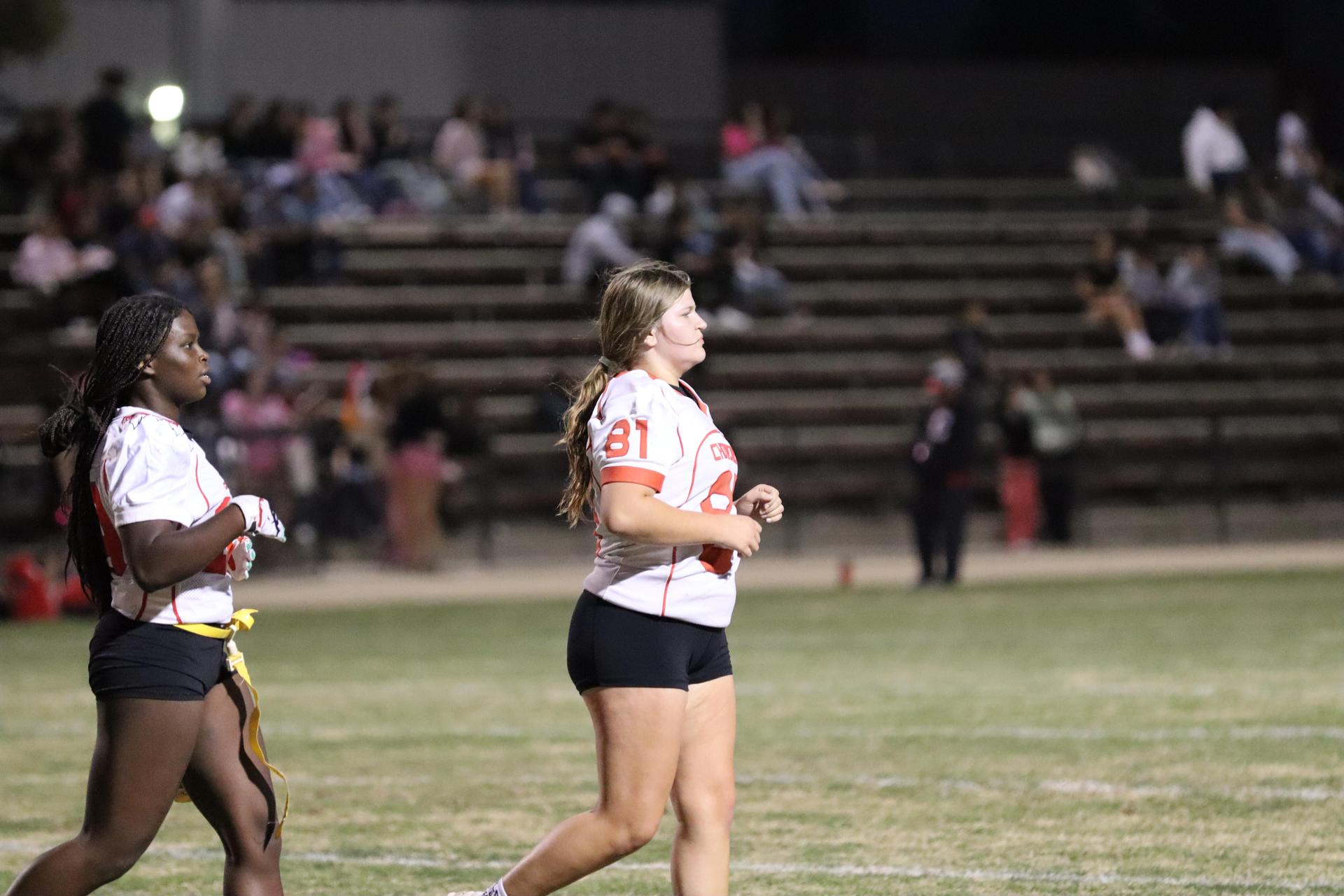 girls playing flag football